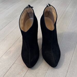 Barneys New York Black Suede Ankle Booties